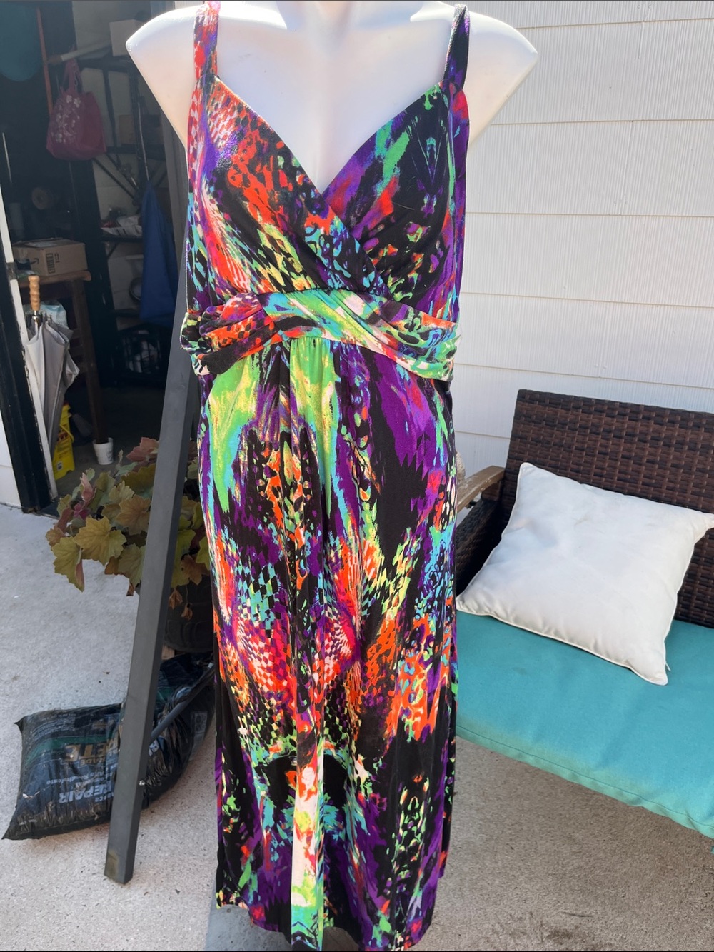 Extra Touch Purple Multi-Print Sleeveless Maxi Dress